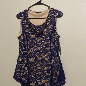 Woman’s navy blue lace blouse size large